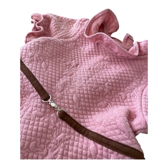 Tahari Baby Pink Textured Kids Dress belt ruffle collar Size 2T - Picture 3 of 7